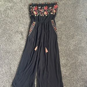 American Eagle Black Strapless Jumpsuit Size M